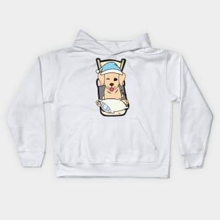 Cute retriever is going to bed Kids Hoodie